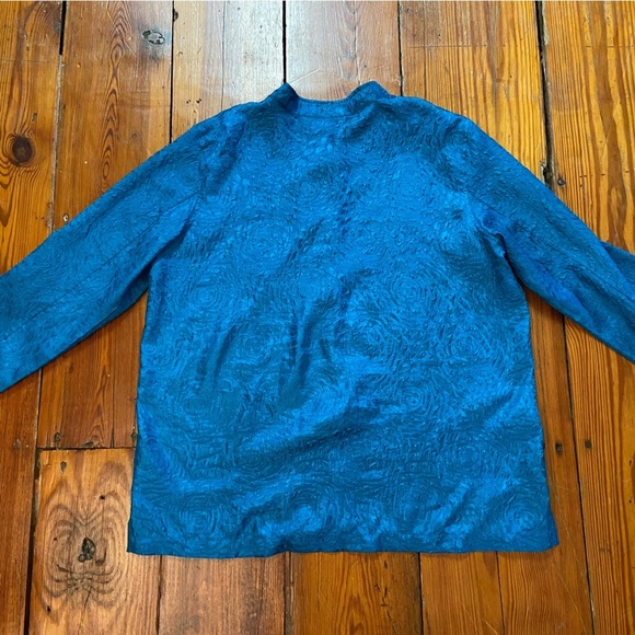 CHICO'S ADDITIONS CRINKLE TOP Size XL Peacock Blue Shimmer Shacket Lightweight - Picture 8 of 12
